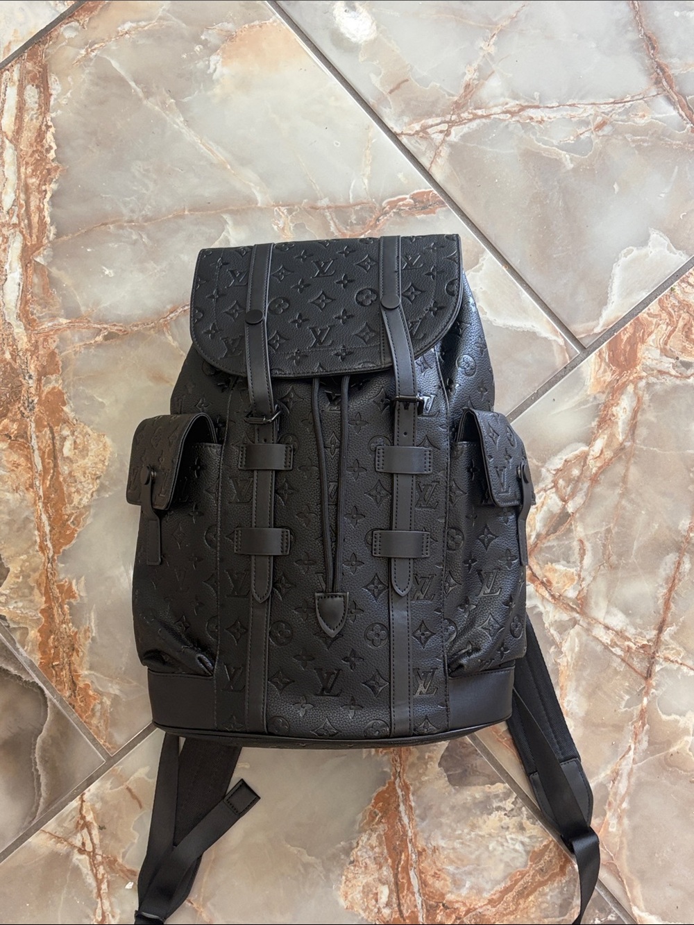 Louis Vuitton Black Embossed Monogram Backpack